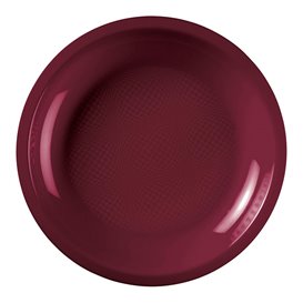 Assiette Plastique Réutilisable Plate Bordeaux PP Ø220mm (50 Utés)