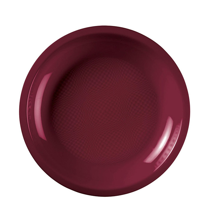 Assiette Plastique Réutilisable Plate Bordeaux PP Ø220mm (50 Utés) Assiette Plastique Réutilisable Plate Bordeaux PP Ø220mm (50 Utés)