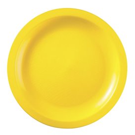 Assiette Plastique Réutilisable Plate Jaune PP Ø22cm (25 Utés)