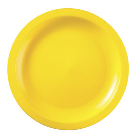 Assiette Plastique Réutilisable Plate Jaune PP Ø22cm (25 Utés)