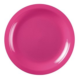 Assiette Plastique Réutilisable Plate Fuchsia PP Ø220mm (50 Utés)