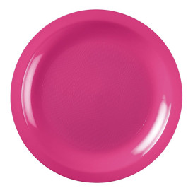 Assiette Plastique Réutilisable Plate Fuchsia PP Ø220mm (50 Utés)