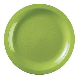 Assiette Plastique Réutilisable Plate Vert citron PP Ø220mm (25 Utés)