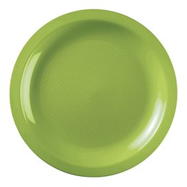 Assiette Plastique Réutilisable Plate Vert citron PP Ø220mm (600 Utés)