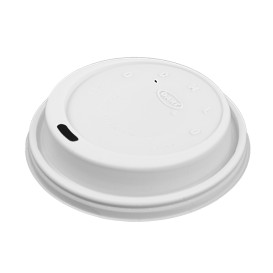 Couvercle plastique PS "Cappuccino" Blanc Ø9,4cm (100 Unités)