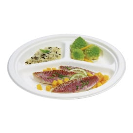 Assiette Bio en Canne à Sucre 3C Blanc Ø260mm (50 Unités)
