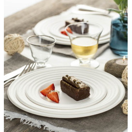 Assiette Canne à Sucre Premium Wave Blanc Ø23cm (50 Unités)