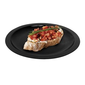 Assiette Plastique Réutilisable Plate Noir PP Ø185mm (25 Utés)