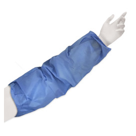 Manchettes PP Non Tissé Plastifié 25x44cm Bleu (50 Utés)