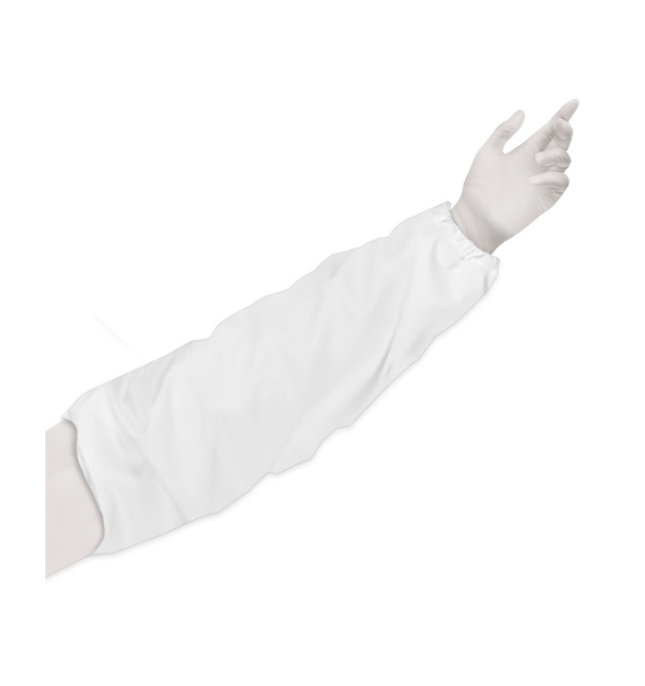 Manchettes PP Non Tissé Plastifié 25x44cm Blanc (50 Utés) Manchettes PP Non Tissé Plastifié 25x44cm Blanc (50 Utés)