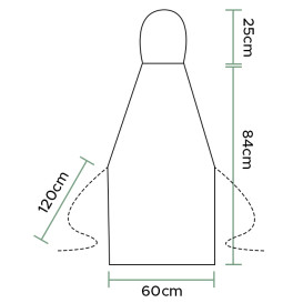 Tablier en PP non Tissé Plastifié 60x84cm Blanc (200 Unités)