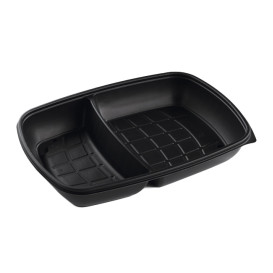 Barquette Plastique PP 2C Noir 1300ml 28x20x4cm (150 Utés)