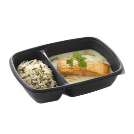 Barquette Plastique PP 2C Noir 900ml 23x16,5x5cm (75 Utés)