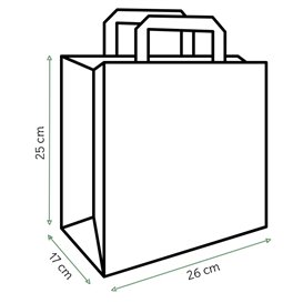 Sac Papier Kraft avec Anses Plates 70g/m² 26+18x26cm (50 Utés)