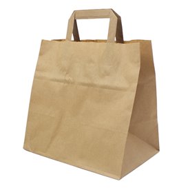 Sac Papier Kraft avec Anses Plates 70g/m² 26+18x26cm (250 Utés)