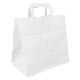 Sac Papier Blanc avec Anses Plates 70g/m² 26+18x26cm (250 Utés)