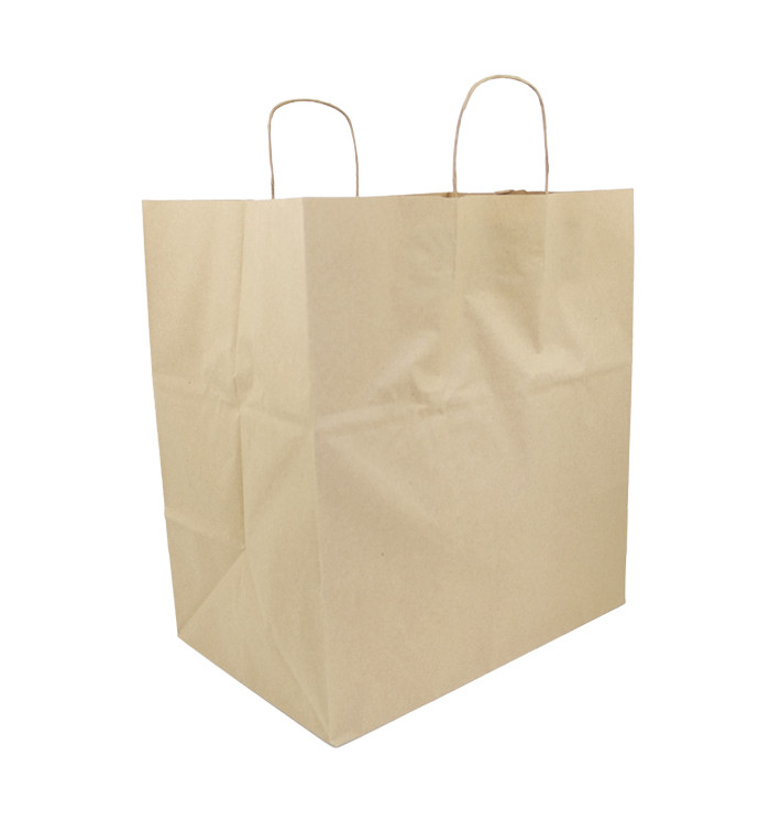 Sac en papier avec Anses Kraft 120g/m² 36+24x39cm (200 Utés) Sac en papier avec Anses Kraft 120g/m² 36+24x39cm (200 Utés)