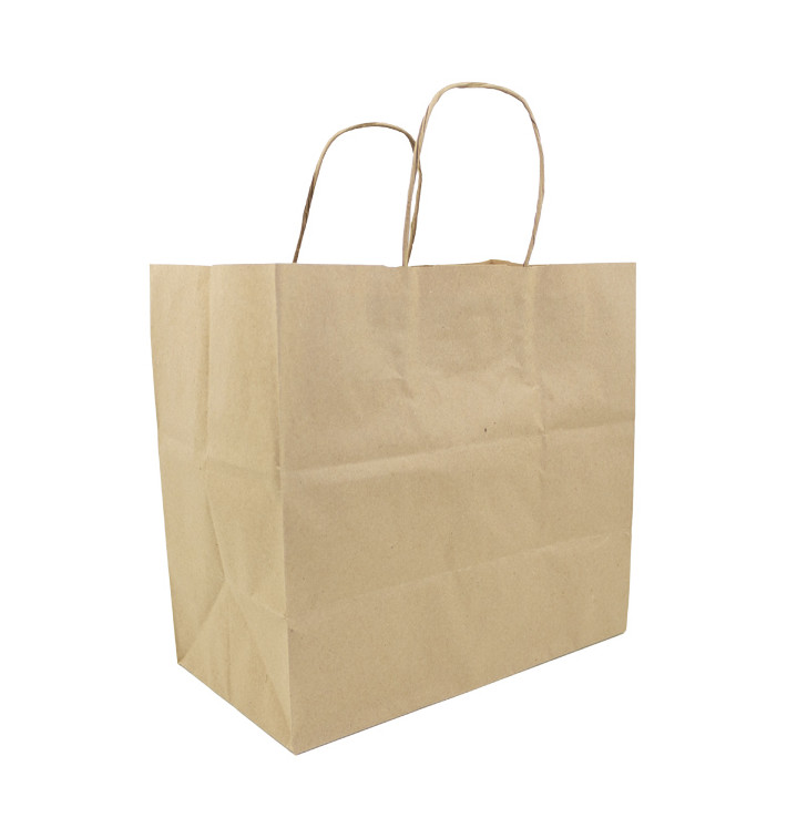 Sac en papier Kraft Hawanna avec Anses 100g/m² 28+16x27cm (50 Utés) Sac en papier Kraft Hawanna avec Anses 100g/m² 28+16x27cm (50 Utés)