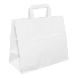 Sac Papier Blanc avec Anses Plates 70g/m² 32+22x26cm (250 Utés)