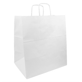 Sac en papier avec Anses Blanc 100g/m² 36+24x39cm (50 Utés)