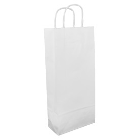 Sac en papier Blanc porte-bouteilles 18+8x39cm (300 Utés)