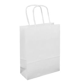 Sac en papier Blanc avec Anses Kraft 100g/m² 18+8x24cm (25 Utés)