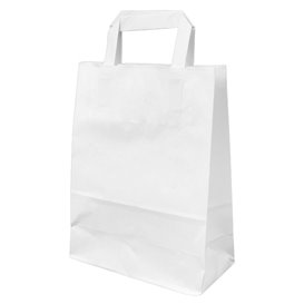 Sac en Papier Kraft Blanc avec Anses 100g/m² 22+11x27cm (250 Utés)