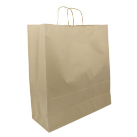 Sac en Papier Kraft Marron avec Anses 100g/m² 44+15x46cm (25 Utés)