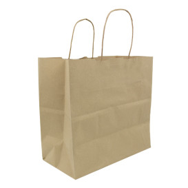 Sac en papier Kraft Marron avec Anses 100g/m² 27+14x26cm (200 Utés)