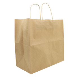 Sac en Papier Kraft Marron avec Anses 90g/m² 32+16x31cm (50 Utés)