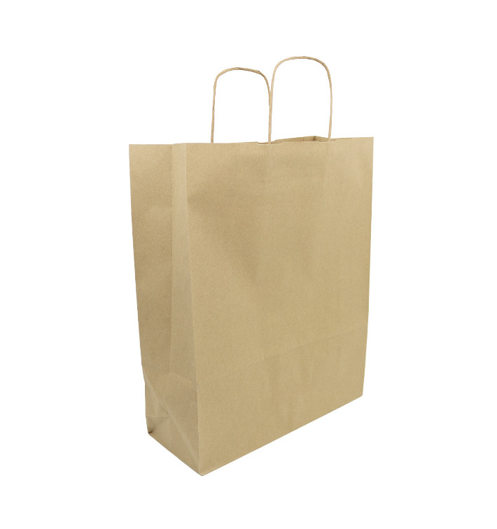 Sac en papier avec Anses Kraft 100g/m² 32+12x40cm (250 Utés) Sac en papier avec Anses Kraft 100g/m² 32+12x40cm (250 Utés)