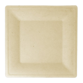 Assiette Carrée Canne à Sucre Naturel 160x160mm (50 Utés)