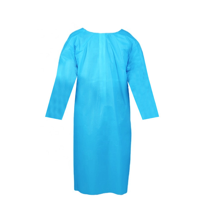 Blouse Industrielle en PE Fermeture Dorsal à Ruban Bleu (100 Utés) Blouse Industrielle en PE Fermeture Dorsal à Ruban Bleu (100 Utés)