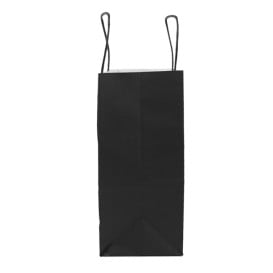 Sac en papier Kraft Noir avec Anses 100g/m² 22+9x23cm (25 Utés)