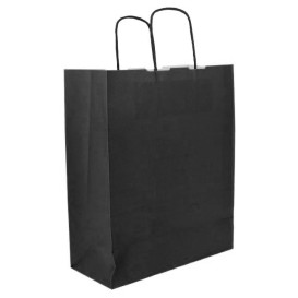 Sac en papier SOS Noir avec Anses 100g/m² 25+11x31cm (25 Utés)