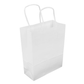 Sac en papier Blanc avec Anses Kraft 100g/m² 18+8x24cm (25 Utés)