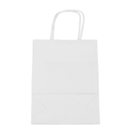 Sac en papier Blanc avec Anses Kraft 100g/m² 18+8x24cm (25 Utés)