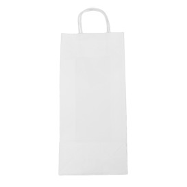 Sac en papier Blanc porte-bouteilles 18+8x39cm (50 Utés)
