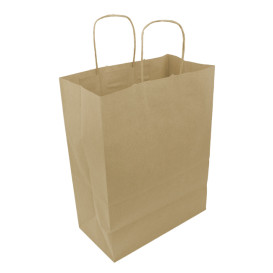 Sac en papier Kraft Marron avec Anses 100g/m² 25+13x33cm (200 Utés)