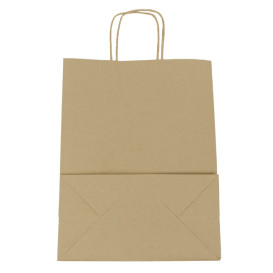 Sac en papier Kraft Marron avec Anses 100g/m² 25+13x33cm (200 Utés)
