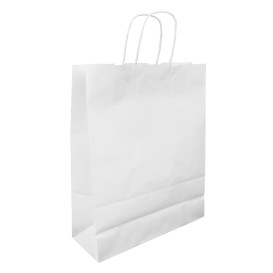 Sac en papier Blanc avec Anses Kraft 100g/m² 32+12x41cm (200 Utés)