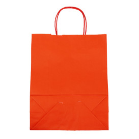 Sac en Papier Kraft Rouge avec Anses 100g/m² 25+11x31cm (25 Utés)