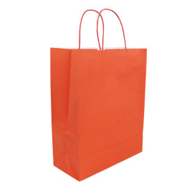 Sac en Papier Kraft Rouge avec Anses 100g/m² 25+11x31cm (25 Utés)