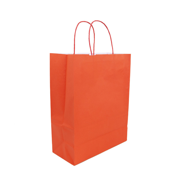 Sac en Papier Kraft Rouge avec Anses 100g/m² 25+11x31cm (25 Utés)