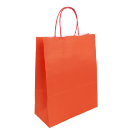 Sac en Papier Kraft Rouge avec Anses 100g/m² 25+11x31cm (25 Utés)