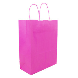 Sac en Papier Fuchsia avec Anses 100g/m² 25+11x31cm (200 Utés)