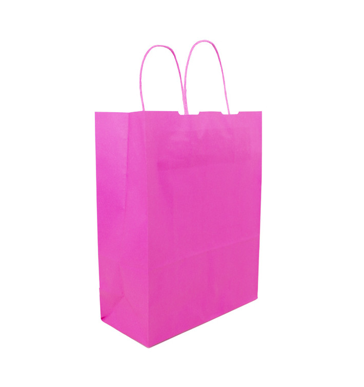 Sac en Papier Fuchsia avec Anses 100g/m² 25+11x31cm (200 Utés) Sac en Papier Fuchsia avec Anses 100g/m² 25+11x31cm (200 Utés)