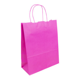 Sac en Papier Fuchsia avec Anses 100g/m² 25+11x31cm (200 Utés)