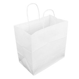 Sac en Papier Kraft Blanc avec Anses 100g/m² 30+18x29cm (25 Utés)