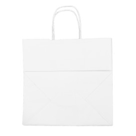 Sac en Papier Kraft Blanc avec Anses 100g/m² 30+18x29cm (25 Utés)